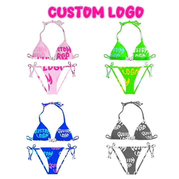 huilin customization manufacture colorful neoprene mini sexy thong micro bikinis women swimsuits two piece custom swimsuit