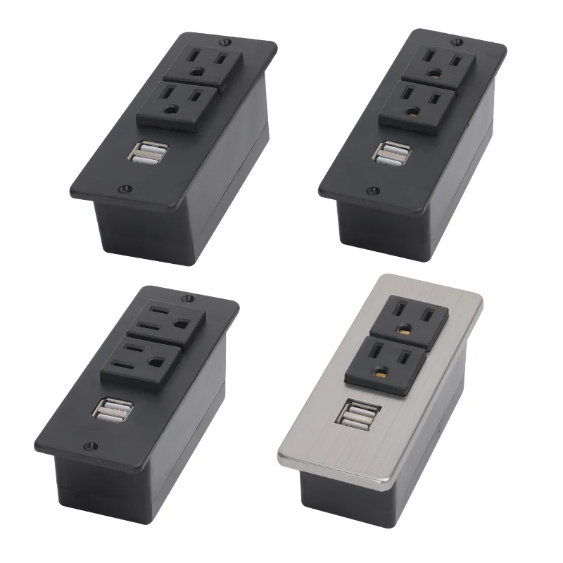 2 gang 125V recessed mounting sofa usb socket outlet with Tamper Resistant function embedded waterproof power board