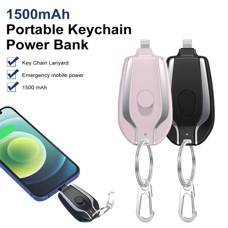 portable keychain charger cargador portatil llavero celular para tipo de mini 1500 usb en b 2 1 5000mah  solar power bank