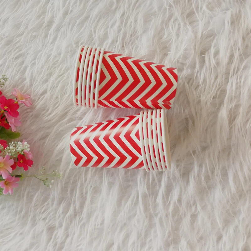 Factory direct sales Disposable Tableware Sets Paper Cups 250ml Strip Paper Cups for Party Water Juice Cola Drinking