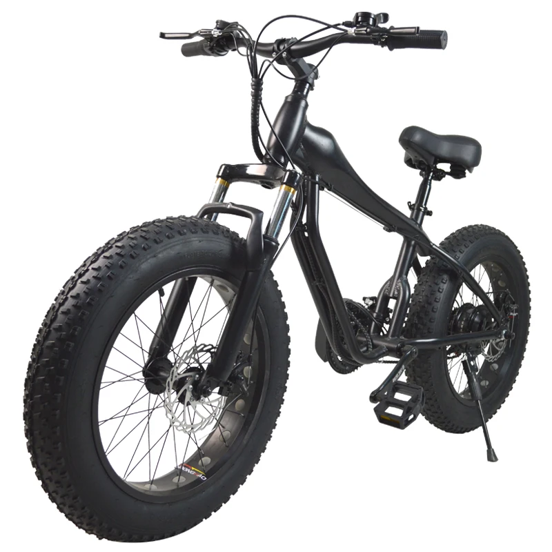 20 inch small mountain bike black children fat tire bike