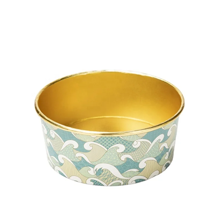 Custom Logo Printed Disposable Aluminium Foil Paper Bowl for Food Packaging and Hot Insulated Microwavable Paper Food Bowl