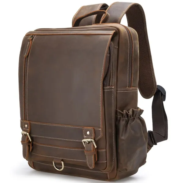 OEM Male Backpack Luggage Band Single Compartment Luxury Cowhide Leather Backpack for Women Men