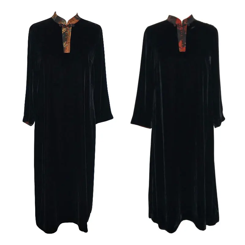 Chinese Style Multi Size Spring Elegant Silk Velvet Clothing Dresses For Women