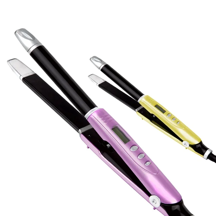 
2 In 1 Hair Straightener Iron Ceramic Hair Straightening Curling Crimper Mini Flat Iron Styler 