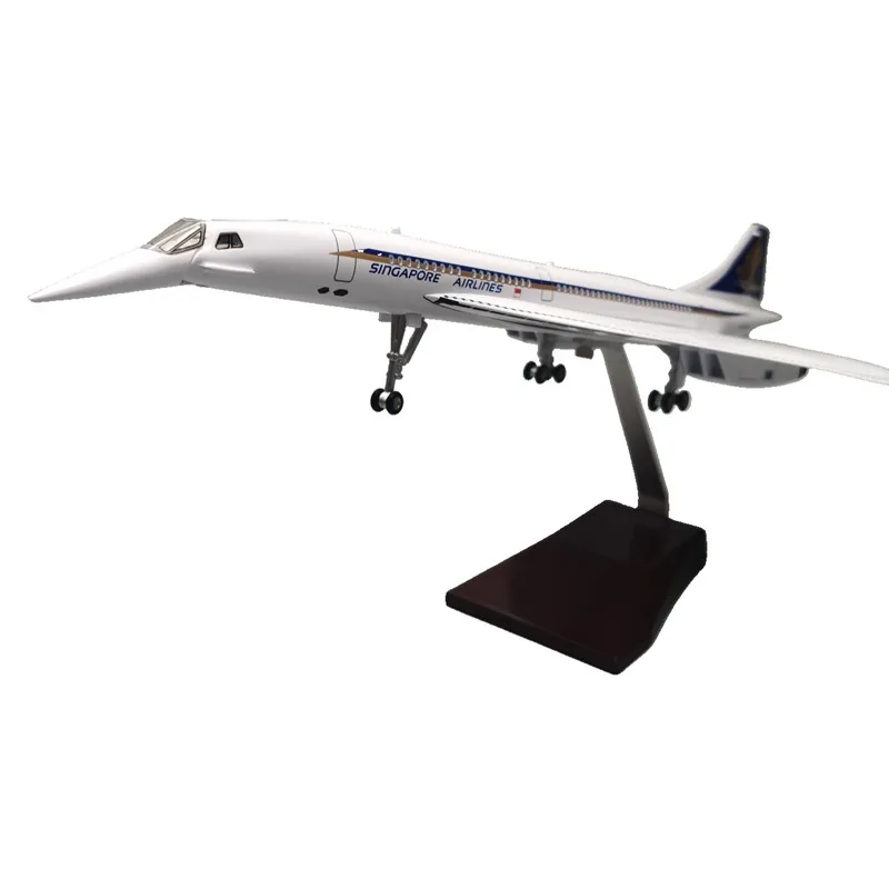 Resin Material Large Scale 1:125 50cm LED Light Rechargeable Concorde Supersonic Singapore Airline Aircraft Model