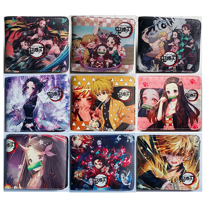 28 Styles Cartoon Anime teenagers PU leather wallet Kamado Tanjirou Kamado Nezuko Anime Wallets Coin Purse Demon Slayer