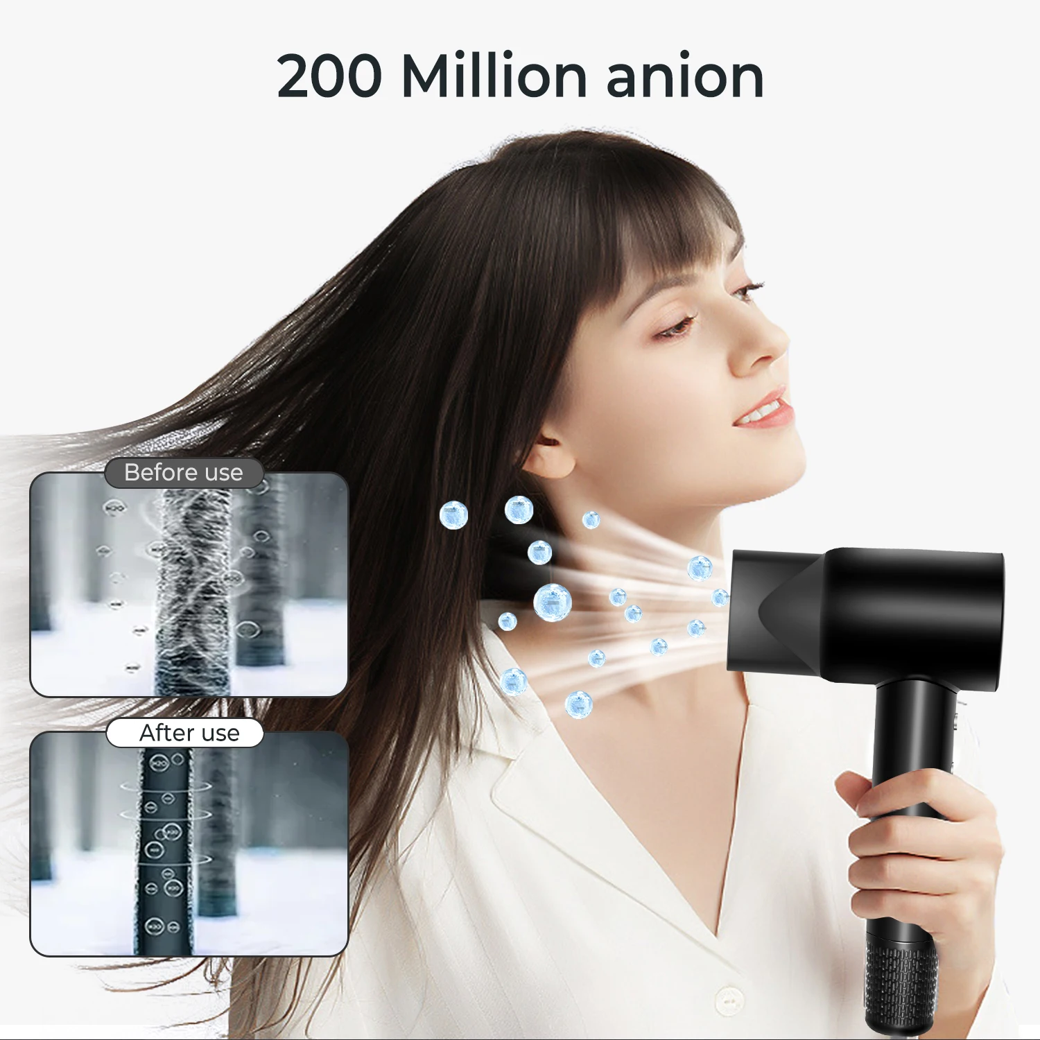 Hot-selling Wholesale Portable Electric High Speed Hair Dryer With Negative Ion 1600W 110000 RPM Hammer Blower