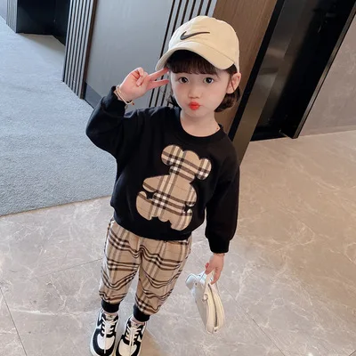 New Fashion Two Piece Outfits Cute Children Casual Wear Girl Sport Set Kids Girl Tracksuit