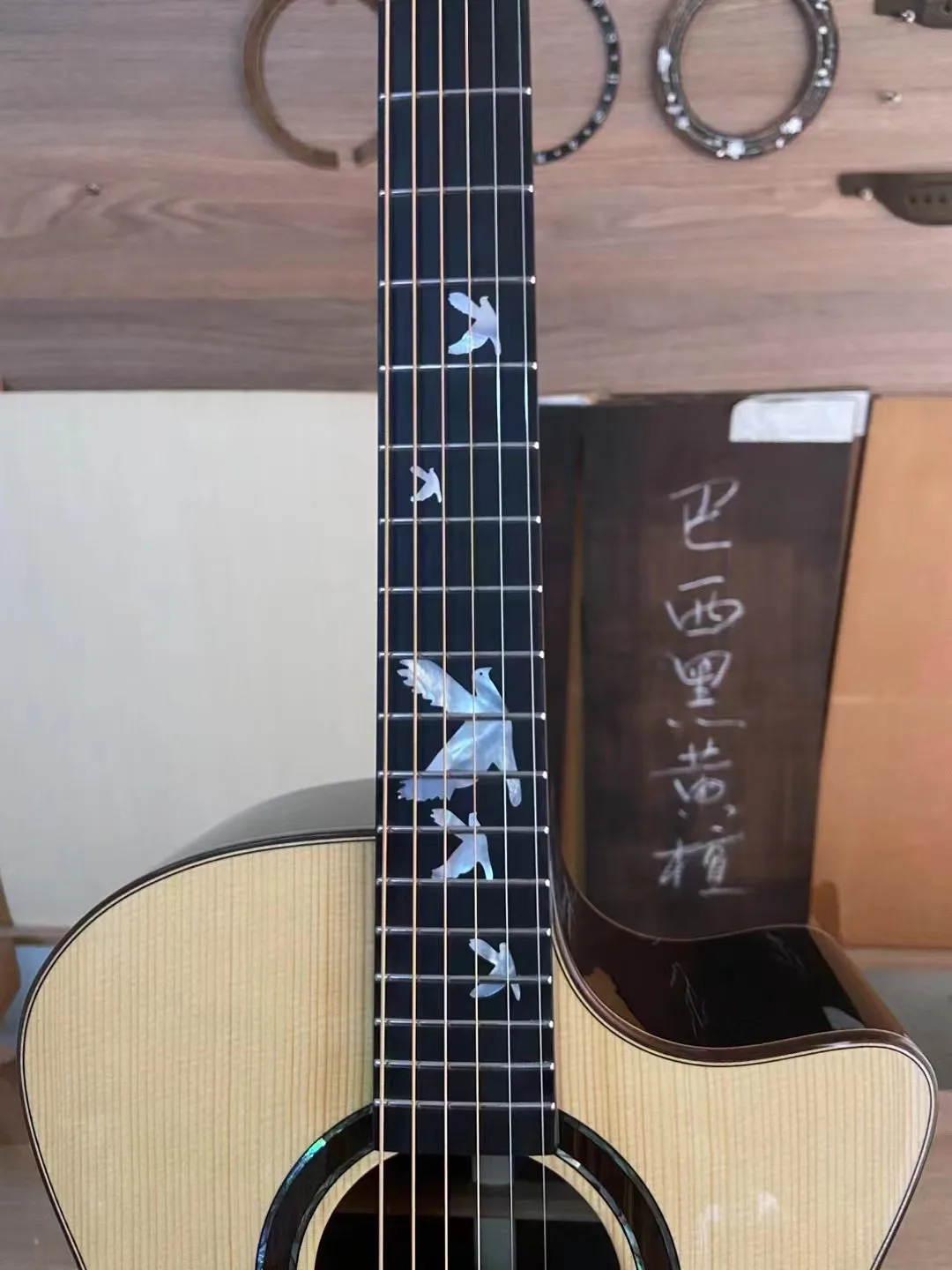 High End All Solid Spruce Rosewood Acoustic Guitar Custom High Quality Glossy Wholesale Service Mahogany Back/Side Ebony