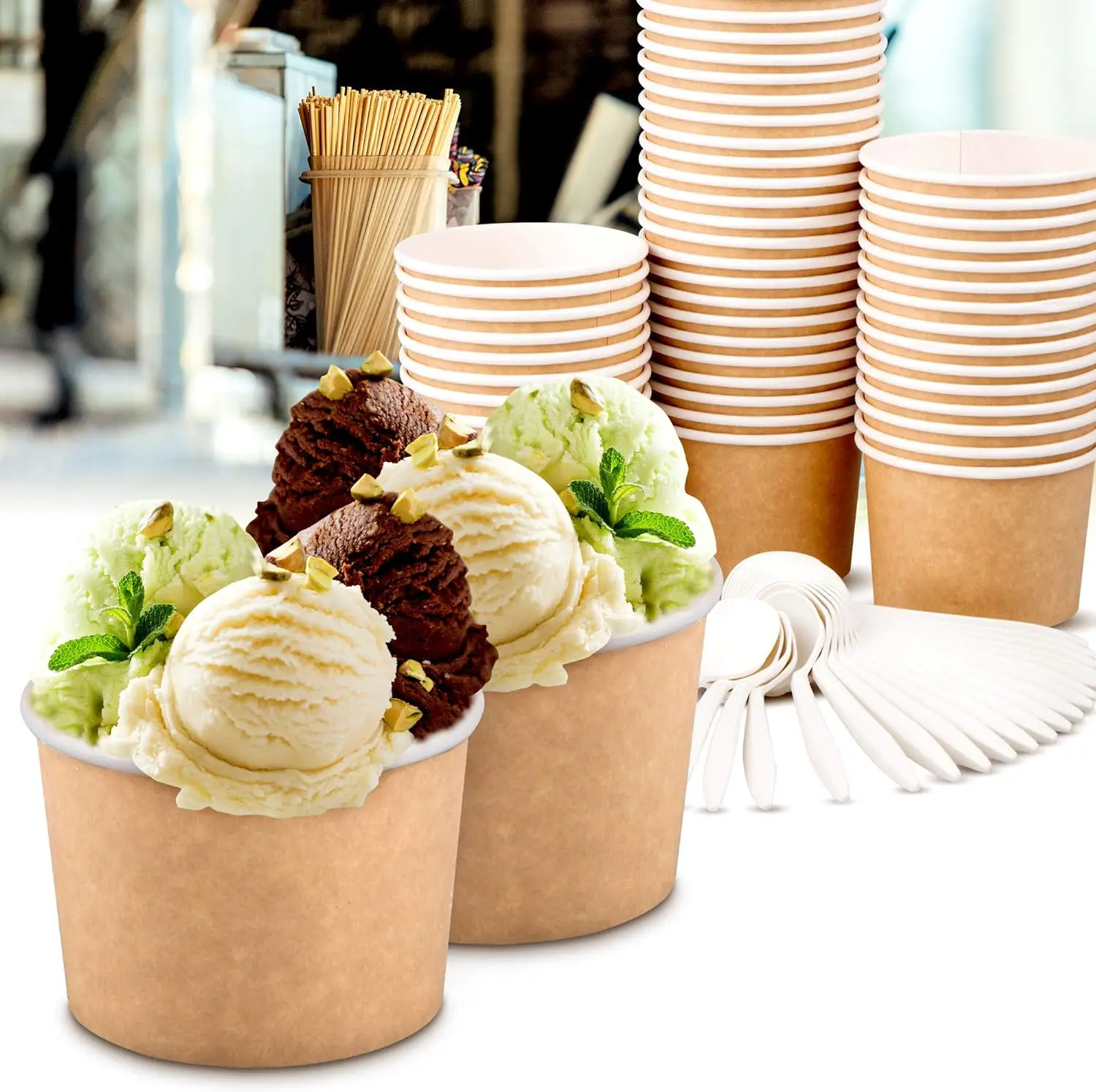 Ice cream packaging cup biodegradable ice cream coffee disposable paper coffee cardboard takeaway cups