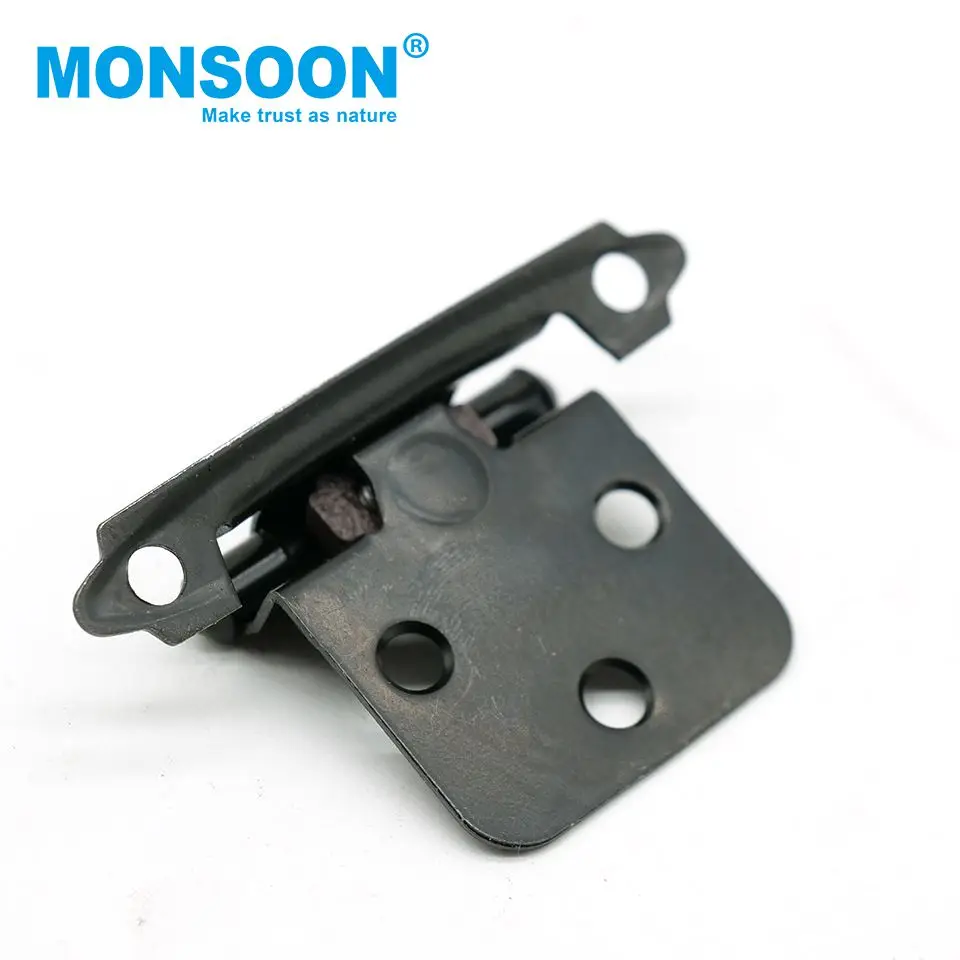 Furniture fitting short arm Chrome gate hinge overlay wrap hidden american type self closing cabinet door hinge for cabinet door