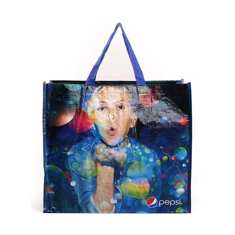 Custom Logo Lamination PP Woven Shopping Tote Bag For Grocery Supermarket