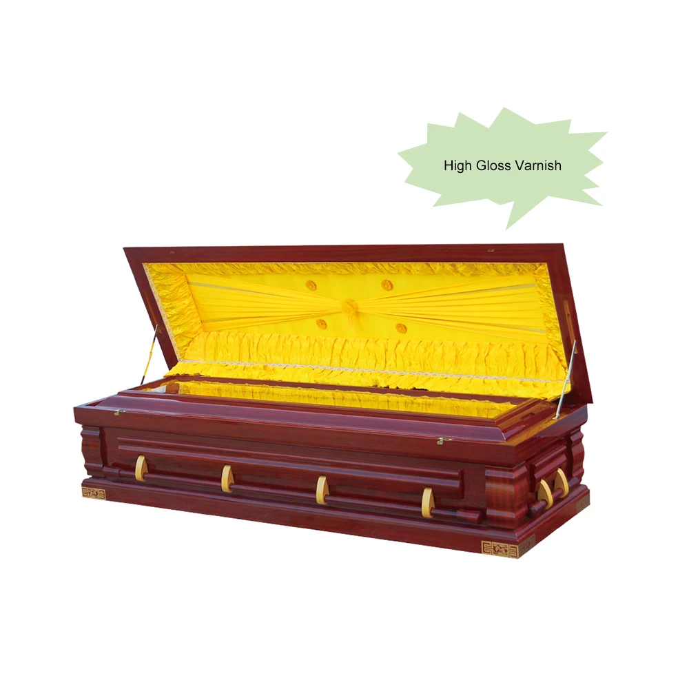 Full-Open Style Price High Gloss Varnish Coffin With Locks