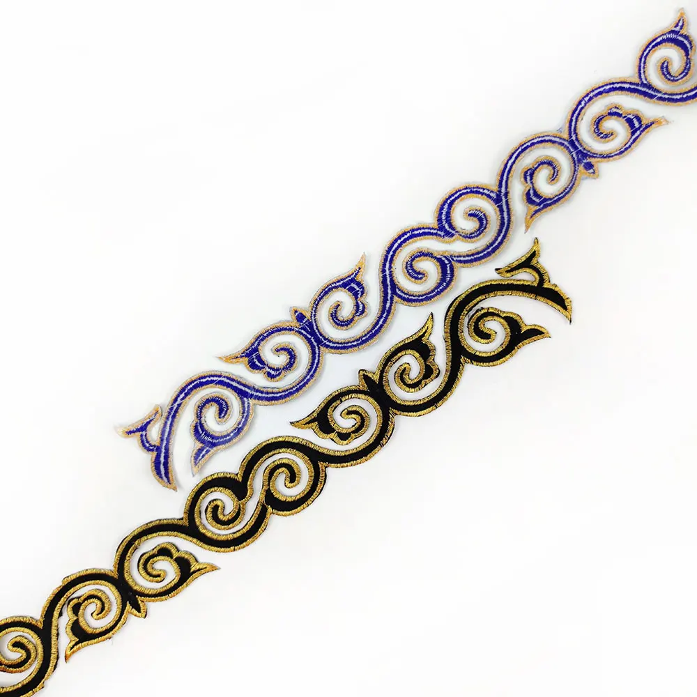 Deepeel AP260 4.5cm DIY Sewing Party Clothing Decor Accessories Costumes Applique Ribbon Gold Braid Embroidered Lace