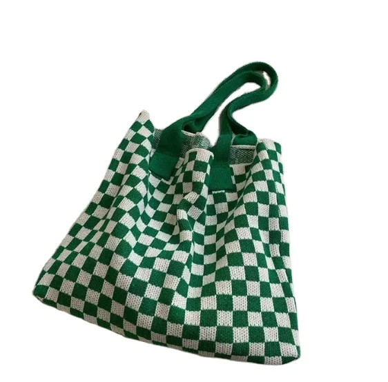 New Design Fashion and Beautiful Green Plaid Pattern Women Crochet Bag Large Capacity Bag