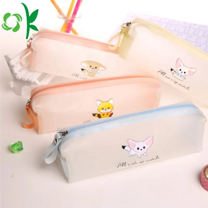 OKSILICONE Custom Printed Large PVC Pencil Case Silicone pencil bag