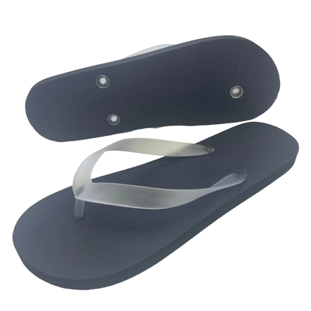 Bosirui Premium Clear PVC Hotel Slippers for Men Black Flip Flop with PU Insole for Spa Bathroom Use Wholesale Summer Flip-Flops