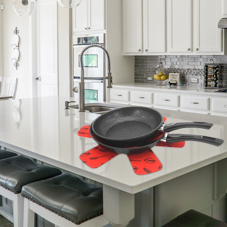 Wholesale  cheap custom logo high quality felt material 12 pcs coaster pan mat felt pot protector