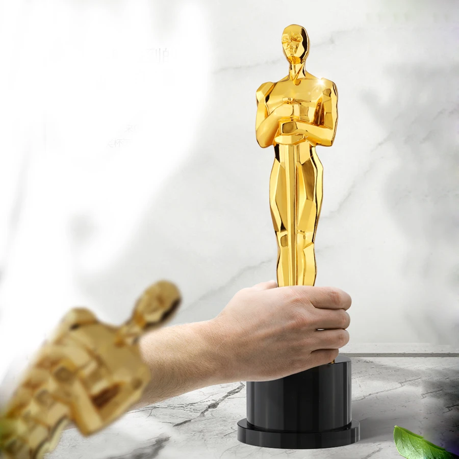 Little Golden Man Oscar Trophy Customized Crystal High-end Creative Excellent Staff Annual Meeting Film Actor Award