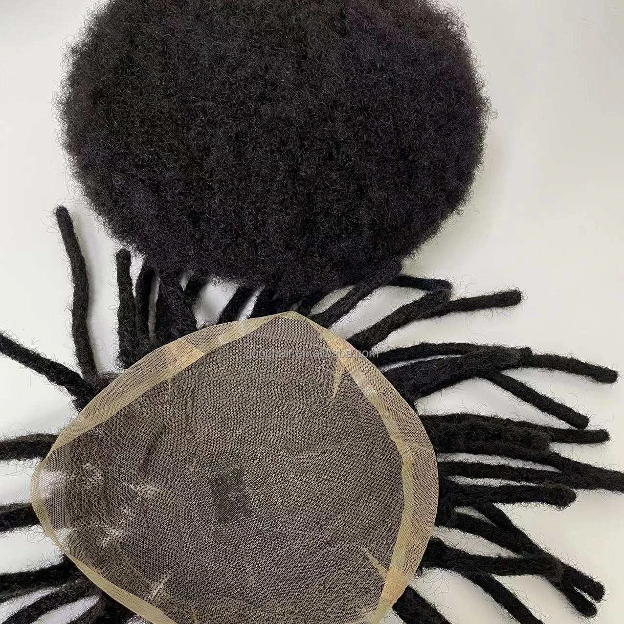 wholesale 100% Human Hair Dreadlocks Men Toupee Wigs for Black Man Afro curly Human Natural Hairpiece for Men