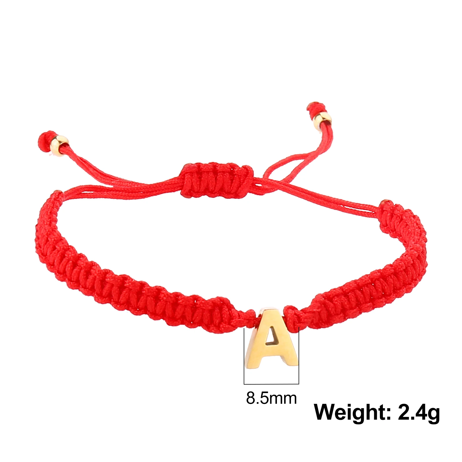 Jewelry Birthday Gift Lucky Black Red Rope Braid Bracelets Personality Initial Name Stainless Steel 26 Letter Charm Bracelet