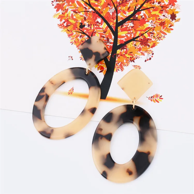 Acrylic Earrings 2019 Big Statement Earrings Women Resin Oval Square Geometric Drop Dangle Bohemian Jewelry Earrings