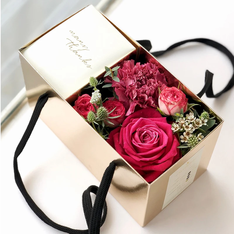 Custom Printed Luxury Cardboard Paper Flower Rose Pack Box Florist Gift Box
