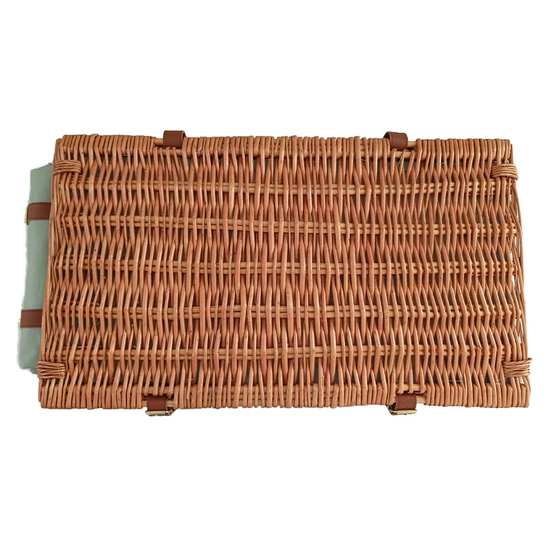 Multifunctional Picnic Basket Rattan Wicker Basket For Sale With Lid Insulated Target 4 People
