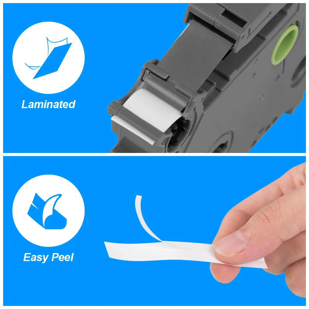 Weemay TZe231 laminated adhesive tape black on white 12mm 8m cassette tape recorder for Brother p-touch label printer