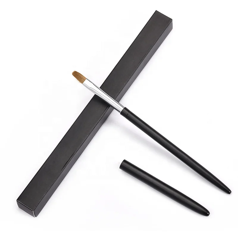wholesale classic black metal handle kolinsky soft hair oval gel nail art brush with private paper box