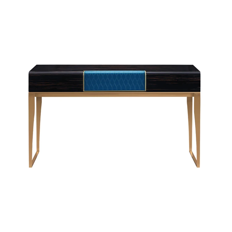 Modern Wood Top Inlaid Leather Makeup classic Bedroom Dressers With stainless steel leg