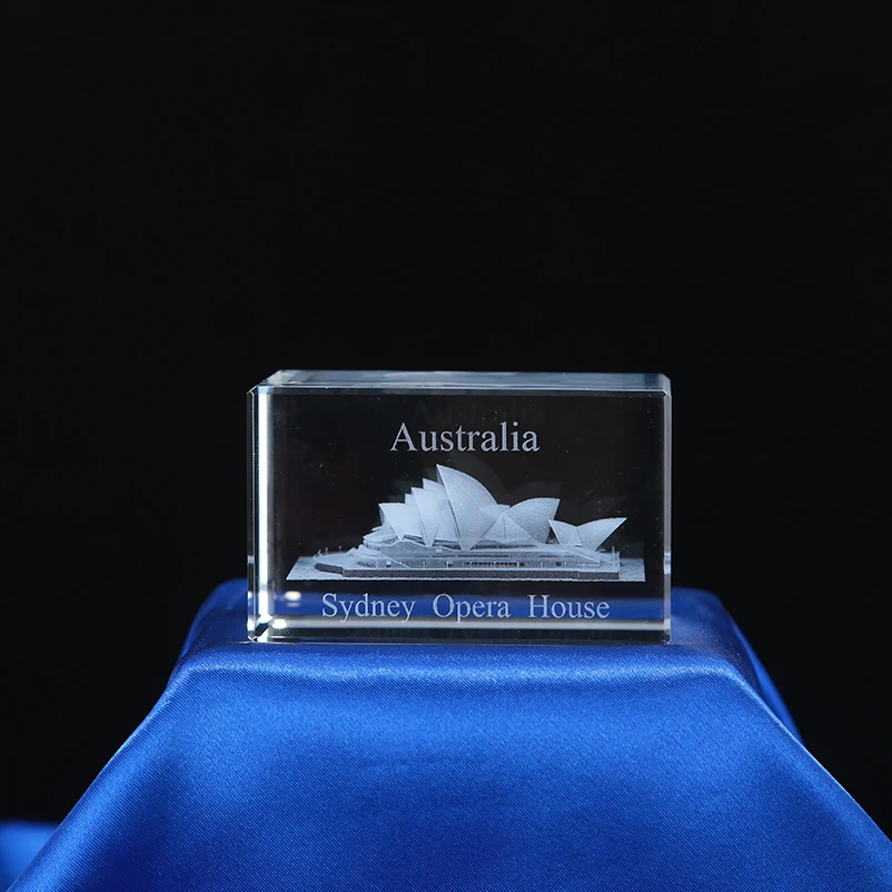 Factory direct wholesale customize 3d Laser Engraving crystal k9 glass cube customize building souvenir