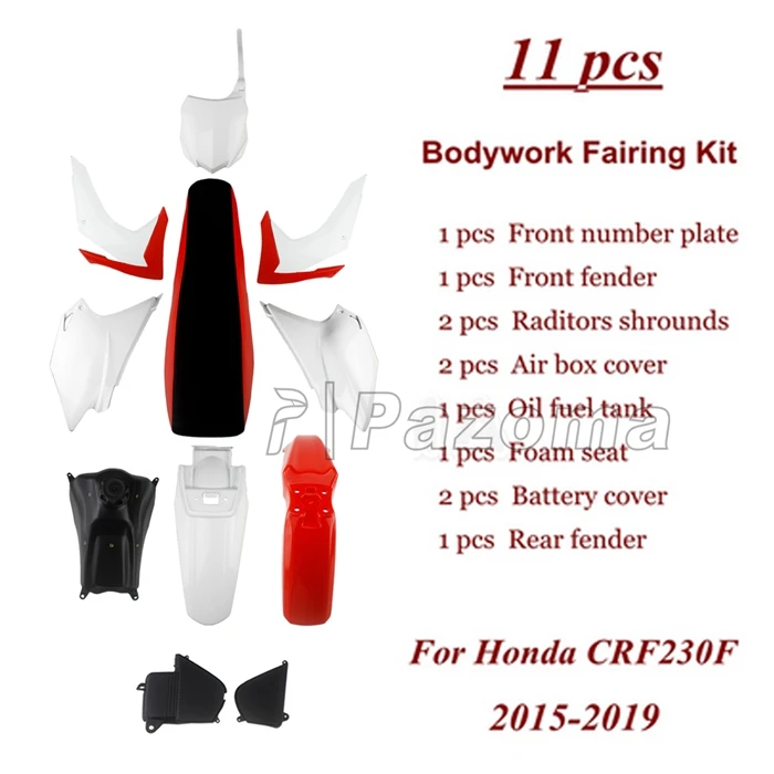 Пластиковый комплект, переднее и заднее крыло Rad, боковые панели, передняя номерная плата, полный корпус, обтекатель для HONDA CRF230F 2015 -2019