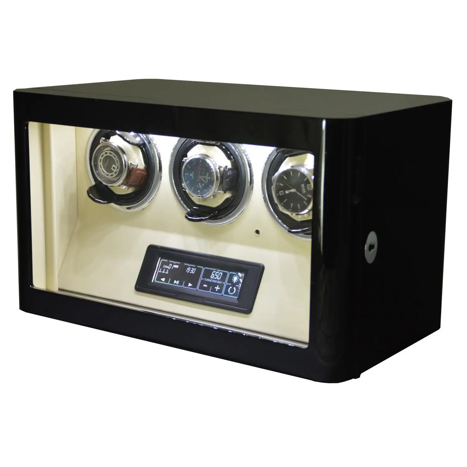 GC03-T85BW-L-AR New promotion hot style Touch screen MDF wood Door sensor LED Light watch box winder for Clock repair shop
