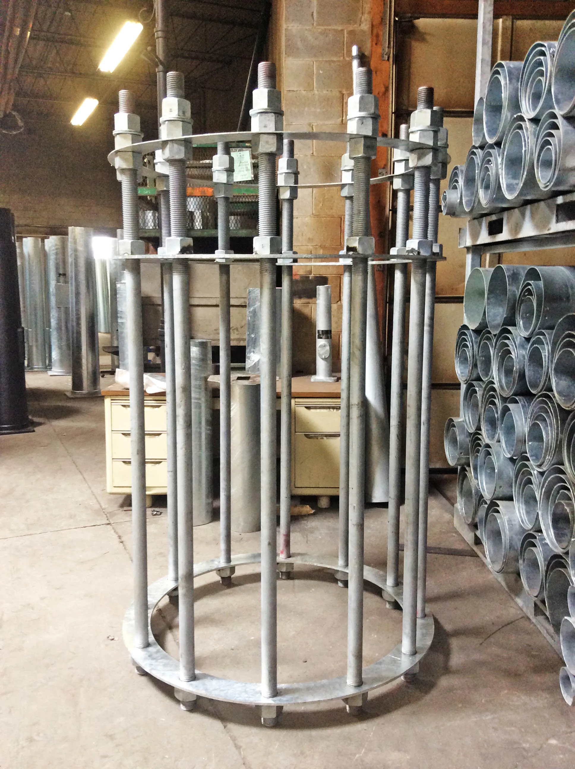 Custom street light base Anchor structure cage mount M18 bolt pole LED light fixed base for street light installation