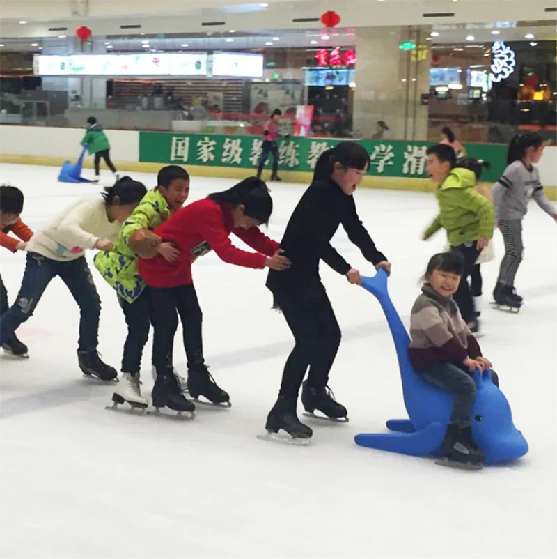 Custom Colorful Wear Proof Cold Resistant LLDPE Material Ice Skating Assistant Animals Dolphin Ice Skates Aids Green Orange Blue