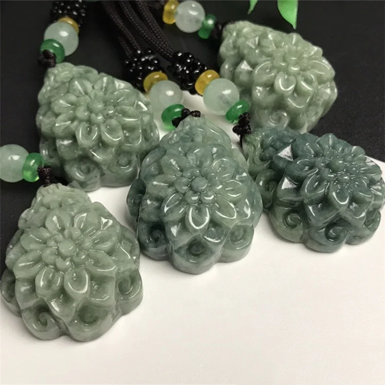 Natural Myanmar Jade Flower Pendant Necklace, Type A Jade, Gift for Women, Mother and Daughters Gift