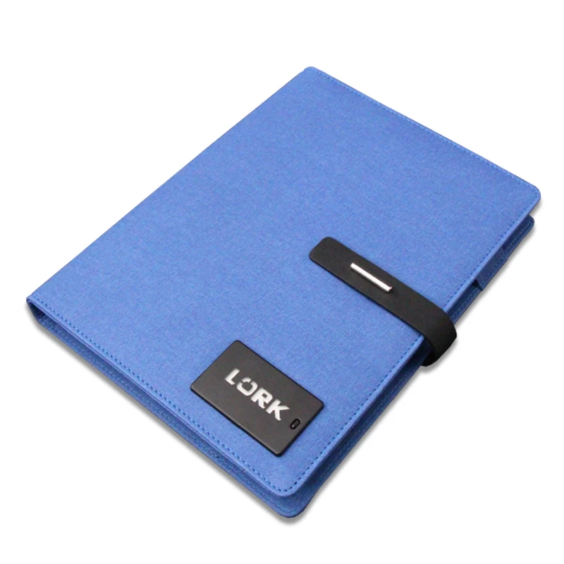 Custom Power Bank Notebook with Colorful Light Logo PU A5 Leather Diary Note Book for Office Stationery