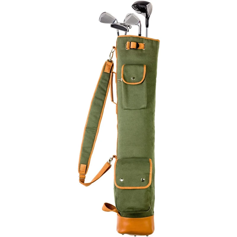 Custom Vintage Canvas and Leather Golf Bag Golf Club Sleeves Bag with Shoulder Strap Golf Carrier Bags