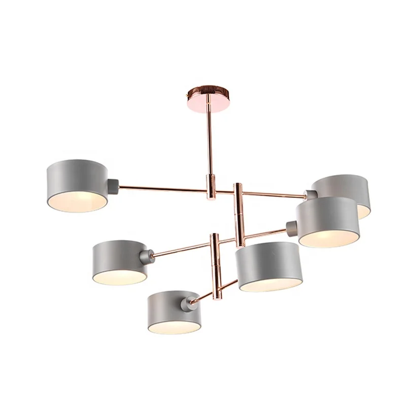 Высокое качество, 6 ламп hesd, розовое золото и цементный Серый потолочный светильник, светодиодная лампа