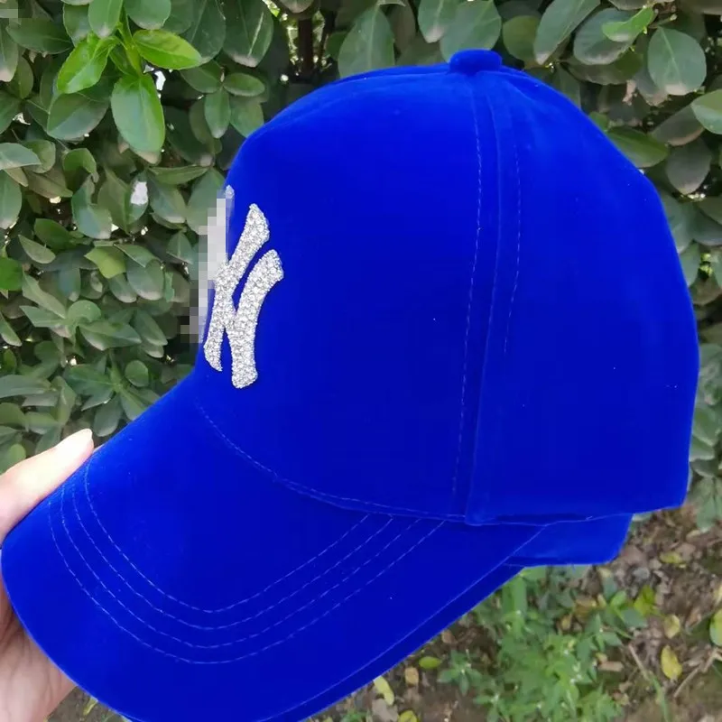 2021 Золотая Бархатная бейсболка женские модные замшевые шляпы с надписью и бриллиантами
