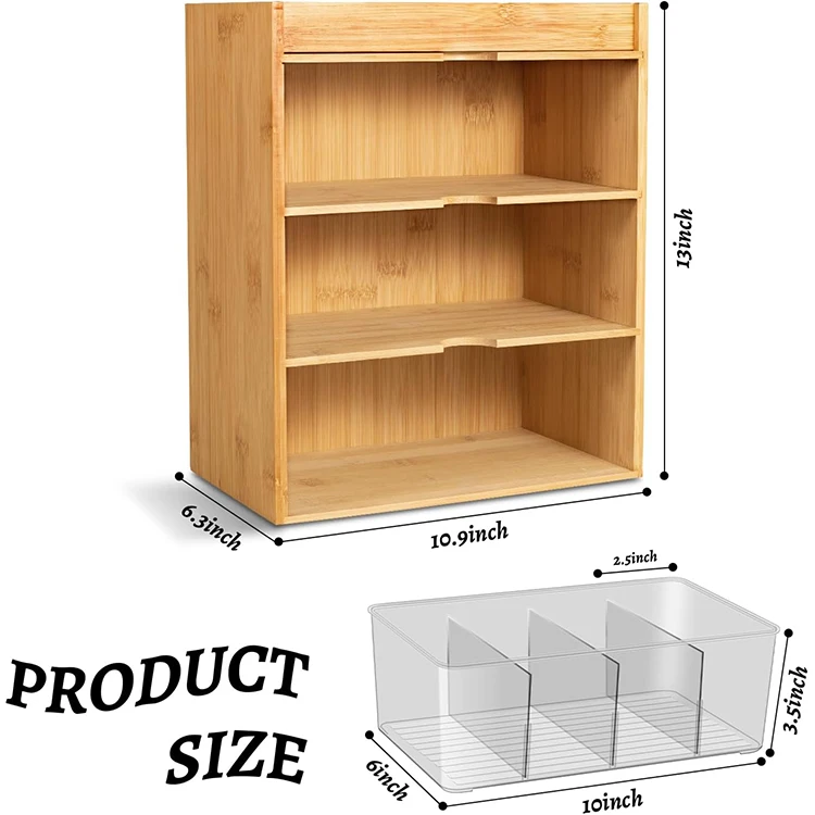 Natural Bamboo Unique Gift Organizer Multi Layer Storage Tea Box For Food Drinking