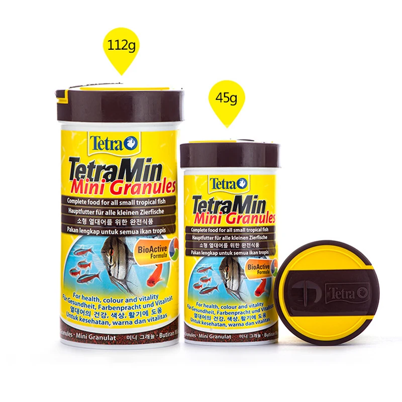 45g/112g Tropical Fish Food Aquarium gold fish feed yellow bottle wholesale