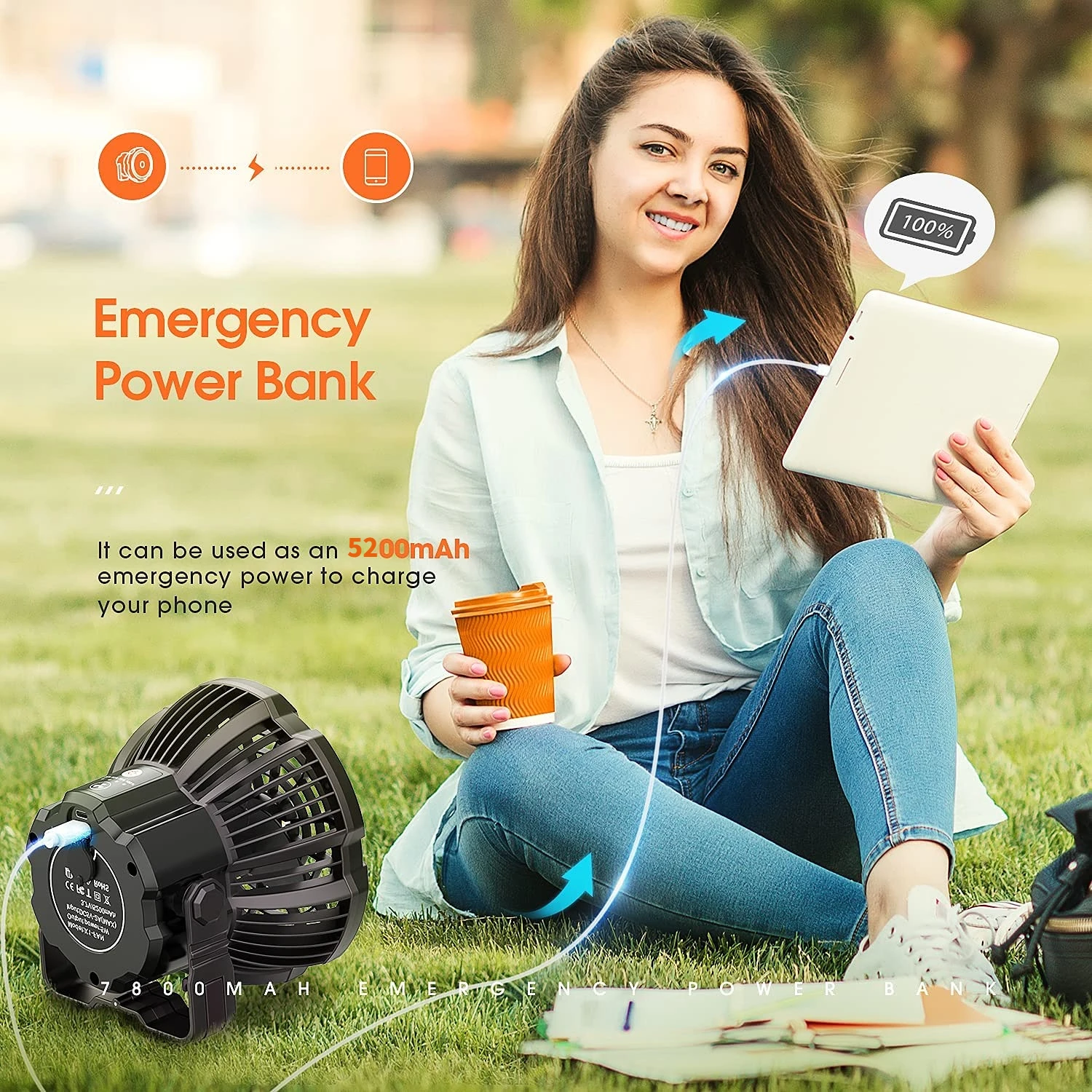 HOULI 5200mah wholesale portable charging tower multifunctional camping fan with remote control light