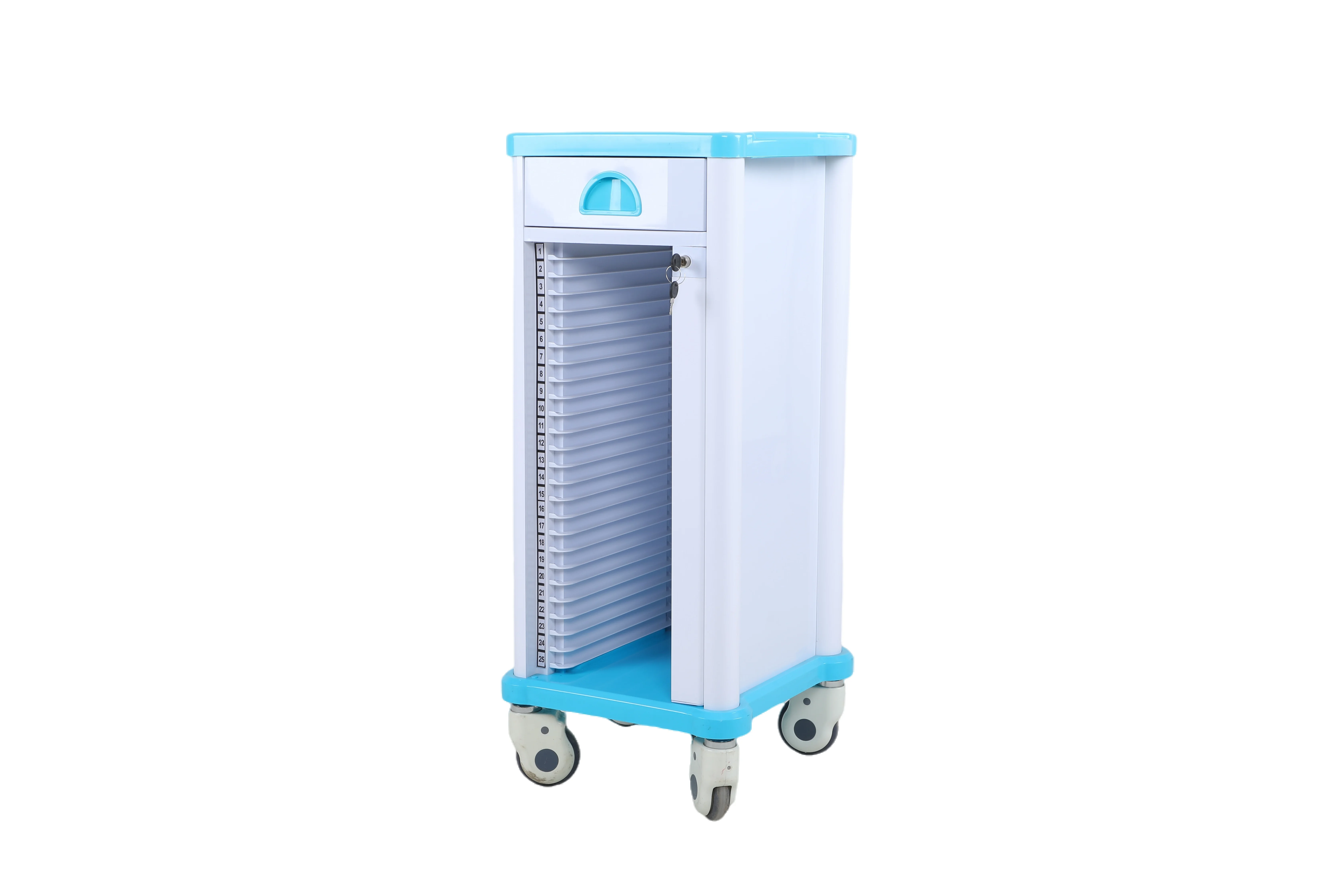 Ginee Medical abs plastic metal medical files trolley for hospital nursing patients professionally