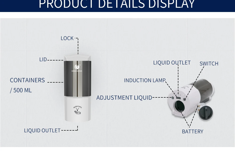 Chuangdian Automatic Sensor Liquid Foam Spray Soap Dispenser 500ml CD-5048