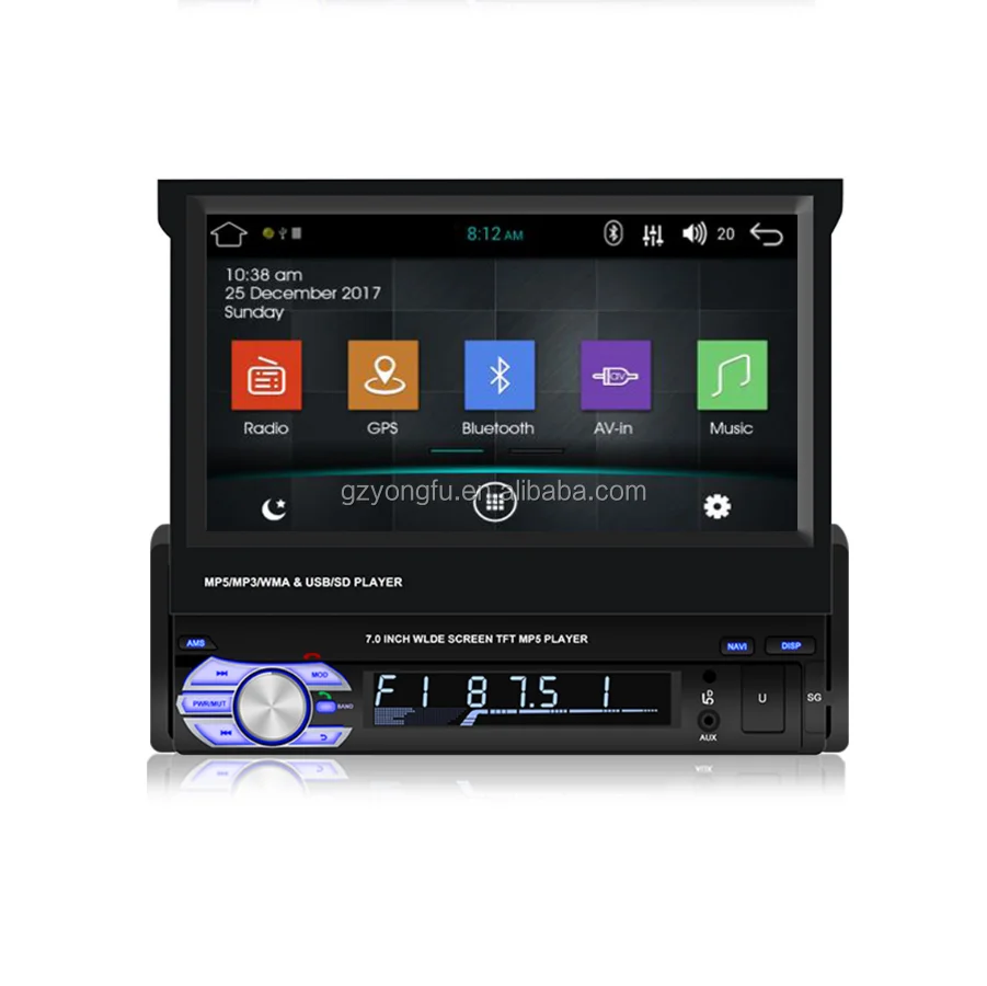 7 inch Universal touch screen Android Folding screen Slip Down 1 din android car stereo