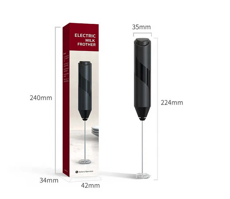 Battery Operated Coffee Tools Food Grade Black Color Coffee Automatic Electric Milk Frother for E-commerce