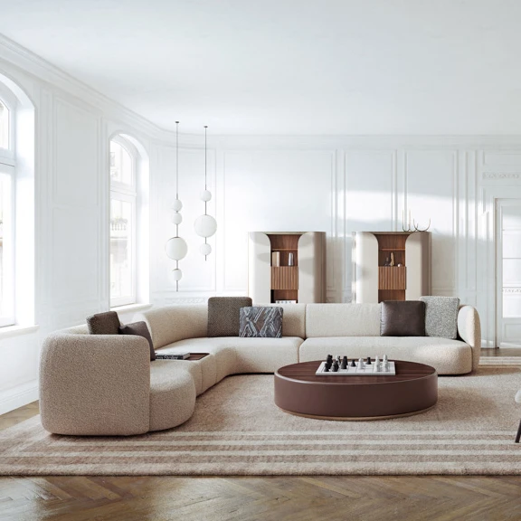 Big luxury contemporary high end villa sofa 4m set corner fabric sofa velvet luxury l-shaped sofas for home luxury